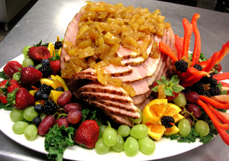 Honey Bakes Ham Display by Stony Brook, Smithtown Caterer